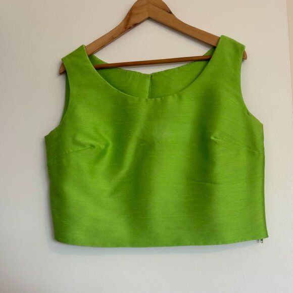 Stunning 1960s Lime Green 3 piece Raw Silk Suit Set - Size 12/14 - Picture 3 of 12